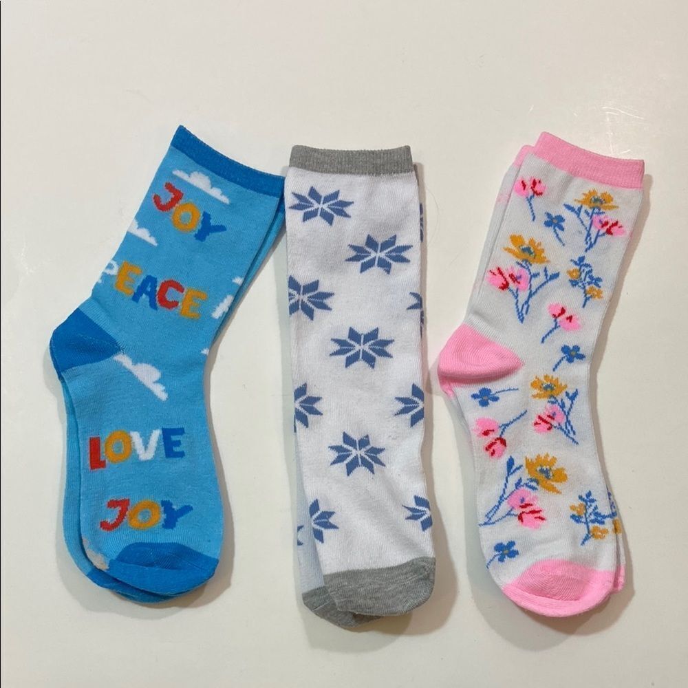Colorful Patterned Socks Set 3 Pairs Love New Never York